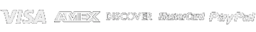 We accept Visa, American Express, Discover, Mastercard and PayPal